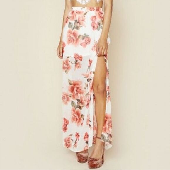 Show Me Your MuMu Rose Print Sullens Maxi Skirt XS - Picture 1 of 5
